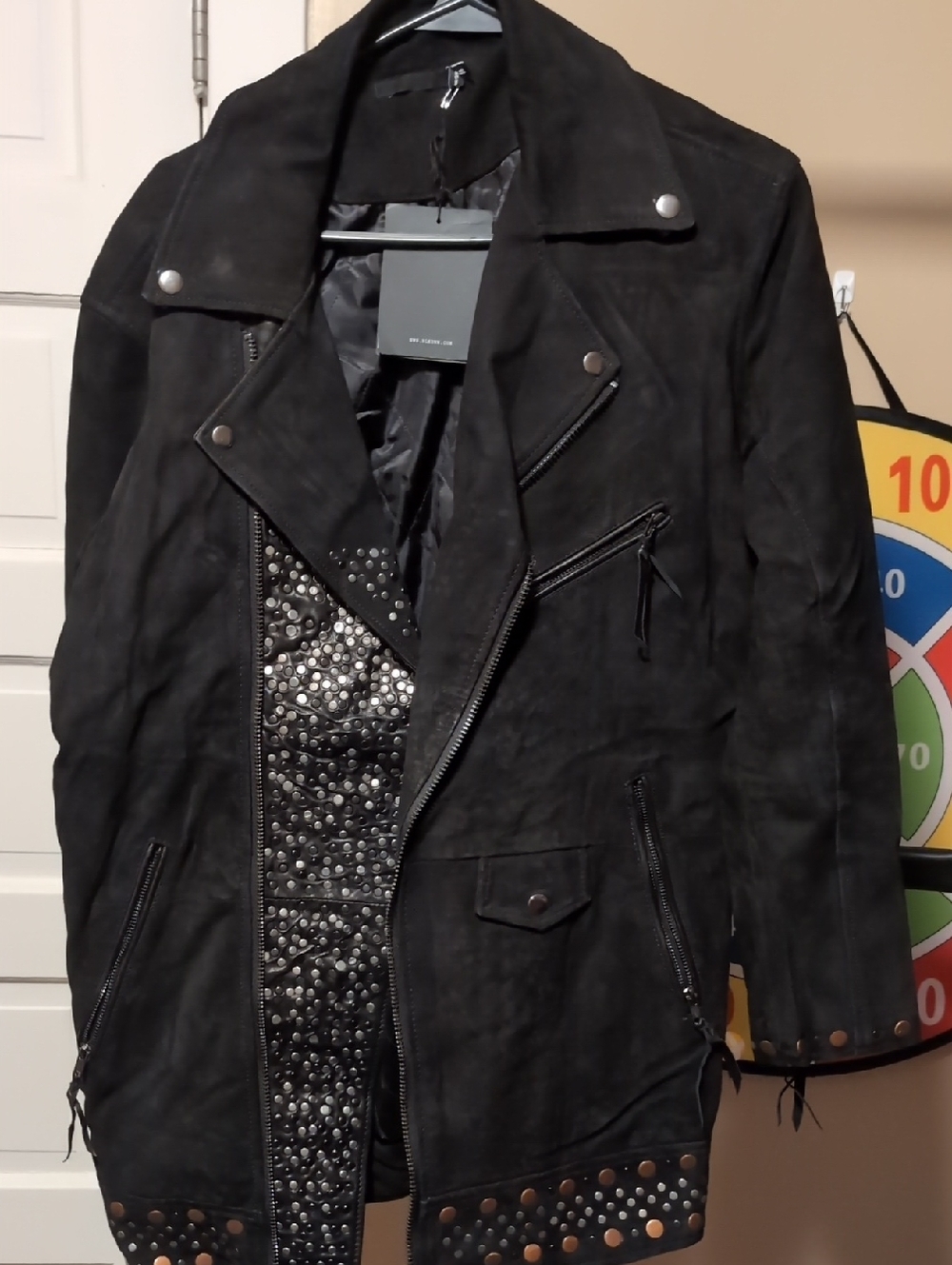 BLK DNM Black Studded Suede Moto Jacket